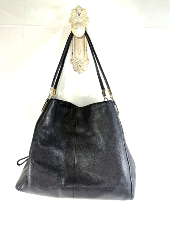Coach Handbags - COACH F34291 Madison Phoebe Black Pebbled Leather 3 Compartments Shoulder Bag